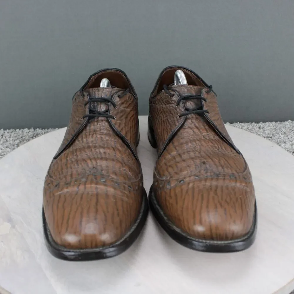 Allen Edmonds Nassau Sharkskin Mens 14 AAA Brown Leather Oxford Dress - Picture 3 of 10